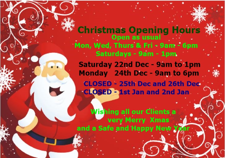 Christmas Opening Hours